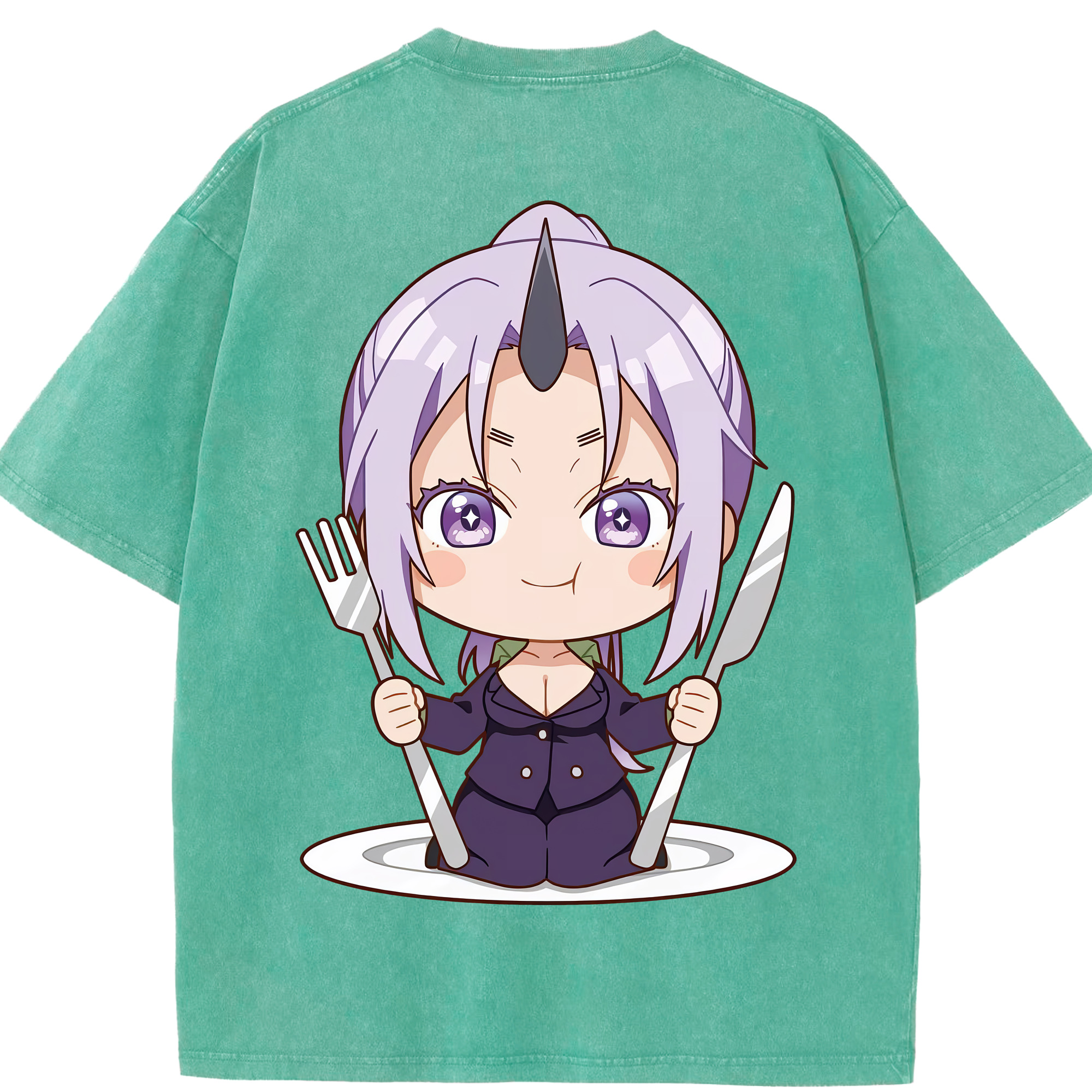 （画像用） 転スラ Regarding Reincarnated to Slime 綿100% ヴィンテージ風 半袖Tシャツ（背面プリント）